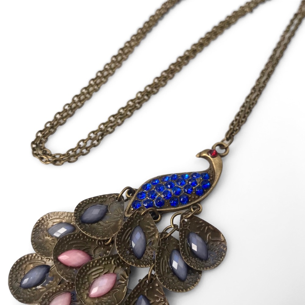 Vintage Peacock Elegant Jewel/Gem Antique Necklace - Picture 2 of 6